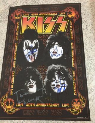 Kiss 40th Oz Tour Poster Signed Autograph Paul Stanley,  Gene Simmons By All Band