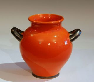 Vintage Gouda Dutch Pottery Art Deco Orange & Black Halloween Vase