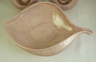 Red Wing Pottery Candle Holders & Bowl Speckled Pink (item a1) 3