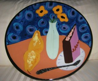 Droll Designs Large Decorative Display Serving Platter Bowl Floral 17 1/4 "