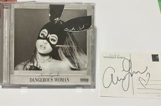 Ariana Grande Signed Autograph Postcard Cd Dangerous Woman 2020