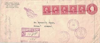 1922 Del Norte,  Colorado Registered Cover W Letter Returned From Sitka,  Alaska