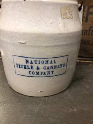 SMALL NATIONAL PICKLE & CANNING COMPANY ANTIQUE STONEWARE CROCK ADVERTISING 3