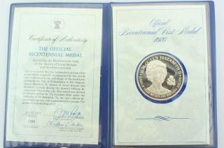 Franklin 1976 Queen Elizabeth Ii Official Bicentennial Visit Silver Medal