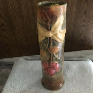 Vintage Weller Ware Woodcraft Rose And Ribbon Bud Vase