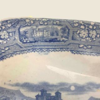 Antique 19th Century Staffordshire Blue Transferware Shell Shaped Celery Dish 9 