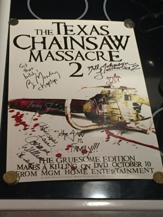 Bill Johnson Signed Tom Savini Signed,  3 Texas Chainsaw Massacre 2 Poster