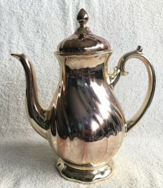 Vintage Germany Thomas Rosenthal Coffee Porcelain Pot Silver Cover Overlay