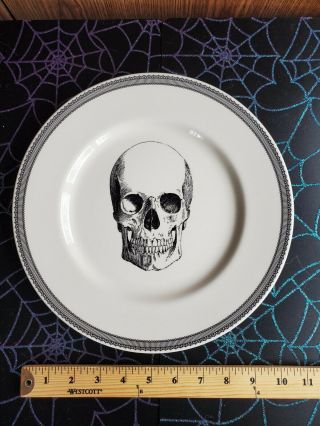 Skull Dinner Plates Set Of 4 Royal Stafford Halloween Gothic 11”