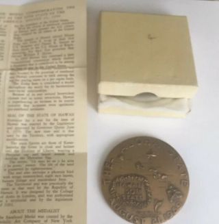 1959 50th State Hawaii The Aloha State Official Statehood Commemorative Medal
