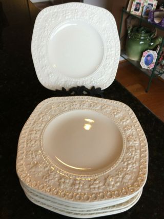 Wedgwood Of Etruria & Barlaston " Wellesley " Square Luncheon Plates Set Of 3 Rare