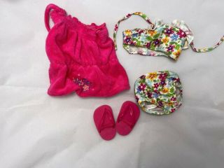 American Girl Two Piece Bathing Suit With Cover Up And Sandals