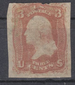 Us - 3 Cent 1861 - Imperforated With Grill 9x13 Mmm.