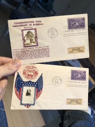 2 Us Fdc First Day Cover Pair Baseball 1939