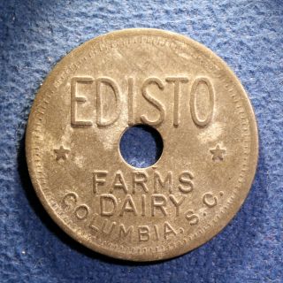 Wwii - Era South Carolina Token - Edisto Farms Dairy,  1 Qt.  Milk,  Columbia,  S.  C.
