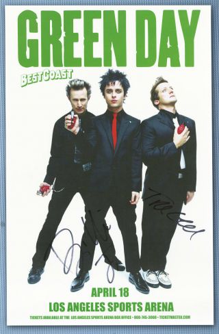 Green Day Autographed Concert Poster Billie Joe Armstrong,  Tré Cool