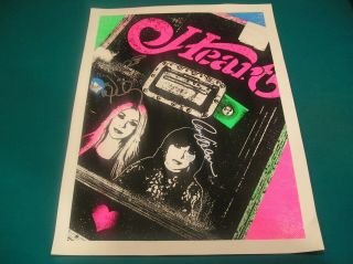 Heart Poster Signed By Ann & Nancy Wilson 2016 Concert Tour Vip Package 18x24 "