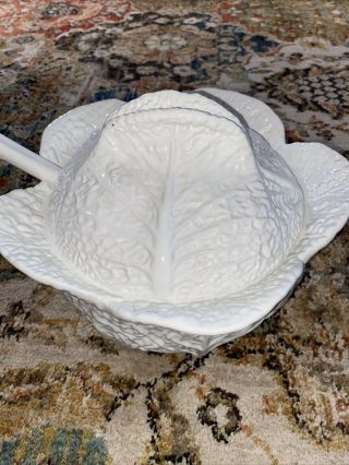 Vintage Kerangol Portugal White Cabbage Leaf Soup Tureen With Ladle ’