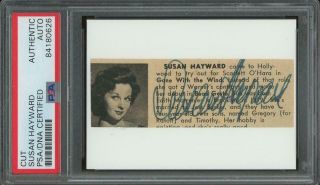 Susan Hayward Autograph Cut (" Smash - Up,  Story Of A Woman " - Signed) Psa/dna Cert
