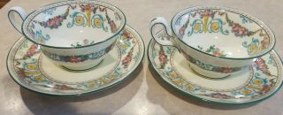 Set Of 2 Wedgwood Ventnor Tea Cups & Saucers W996 Ivory Background