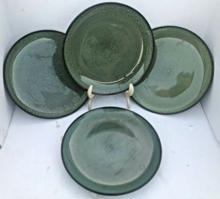 Set (4) Rave Green By Home Trends Dinner Plate 10 3/8 " Euc