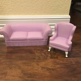 Vintage Barbie Mattel 1996 Couch And Chair Furniture Set Purple Plastic