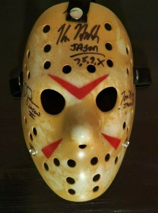 Kane Hodder Tom Morga Cj Graham 3x Signed Hockey Mask Jason Voorhees Friday 13th