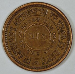 1863 Civil War Patriotic Token,  " Flag Of Our Union " / " Shoot Him On The Spot "