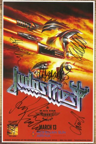 Judas Priest Autographed Gig Poster Ian Hill,  Rob Halford,  Scott Travis