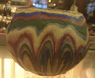 Vintage Ozark Roadside Tourist Art Pottery Vase Colorful Drip & Swirl Decoration