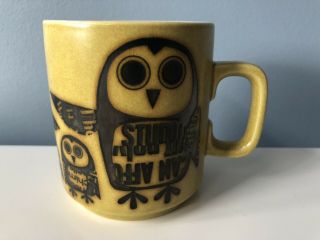 Vintage 1974 Hornsea Owl Newsprint Mug By John Clappison Rare - England