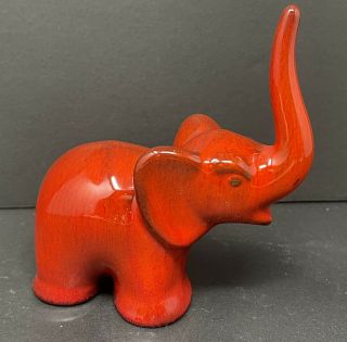 Blue Mountain Pottery Elephant In Red Flame Glaze