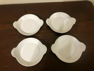 Apilco Porcelain White Round Au Gratin Baking Dishes 5 Handled France 4 Set