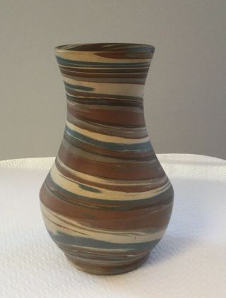 Antique Niloak Mission Swirl Pottery Vase - 6 1/4 ",  1st Art Mark