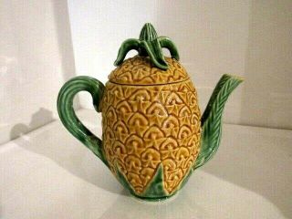 Vintage Rare Pineapple - Tea Pot - Bordallo Pinheiro - Made In Portugal 8.  5 "