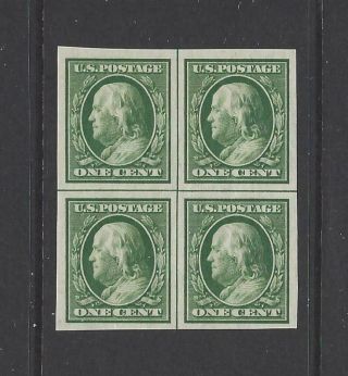 Vintage Us Stamp 343 A138 Mnh Imperf Block 4 Clb Franklin 1 Cent Postage
