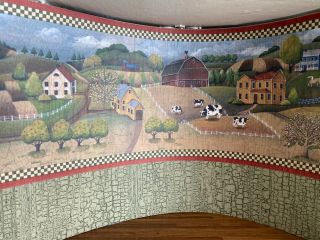 Vintage Miniature Dollhouse 1:12 Farmhouse Primitive Custom Wallpaper & Border