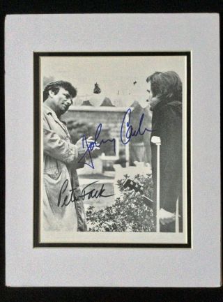 Johnny Cash,  Peter Falk 11”x14” Photo Signed Autograph Display W/coa