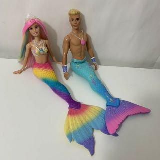 Barbie Dreamtopia Rainbow Magic Mermaid Doll Hair Color Change Ken Merman 2021