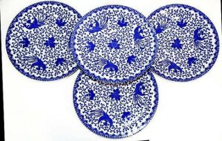 4 Vintage Blue & White Phoenix Bird China Dinner Plates 10 " Made In Japan Euc