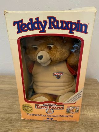 Vintage 1985 Teddy Ruxpin Bear Worlds Of Wonder 2 Tapes - Not