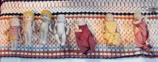 10 Small Bisque Dolls With Movable Arms & Legs Marked Japan