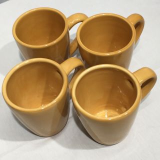 Set Of 4 Pottery Barn Sausalito Deep Large Coffee Tea Mugs Amber Gold Yellow 4 "