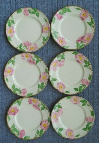 Vintage Set Of 6 Franciscan Desert Rose Earthenware Salad Dessert Plates 8 "