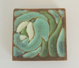 Ephraim Pottery Tile Flower Arts & Crafts Made In The Usa 3 " X 3 "