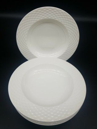 Set Of 5 Vintage Pagnossin President White Wicker 8.  5 " Rim Soup Bowls,  Italy