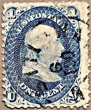 Rare 1861 Benjamin Franklin 63 Blue One Cent U.  S.  Stamp Nr