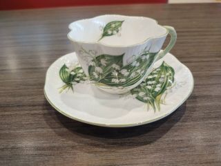 Shelley England Bone China Dainty Shape Cup & Saucer Lily Of The Valley 13822