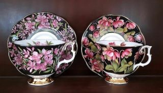 Royal Albert Provincial Series Tea Cup & Saucers (fireweed & Pitcher Plant)
