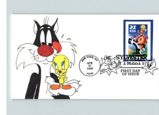 Hand Painted Looney Tunes,  Sylvester The Cat And Tweety Bird,  1 Of 1 Made,  Fdc